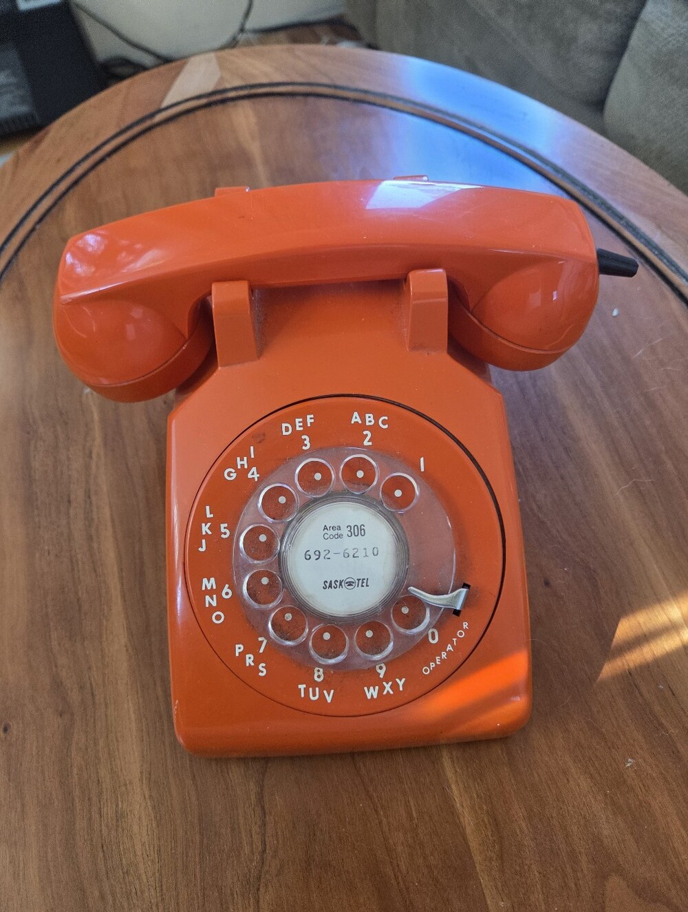 Rare 1977 Orange Rotary Phone.